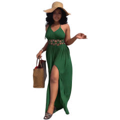Sexy plain color backless slip holiday dress for women