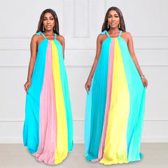 Summer colorful stripe slip beach dress holiday dress