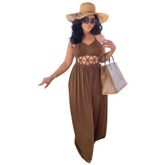 Sexy plain color backless slip holiday dress for women