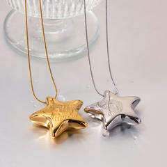 Hiphop chunky star pendant stainless steel necklace