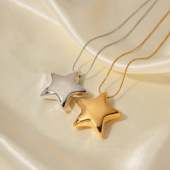 Hiphop chunky star pendant stainless steel necklace