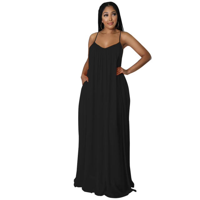 Plain color chiffon slip beach dress holiday dress