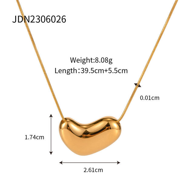 Hiphop chunky heart stainless steel necklace