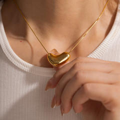 Hiphop chunky heart stainless steel necklace