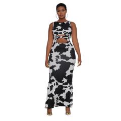 Summer sexy color pattern bodycon maxi dress for women