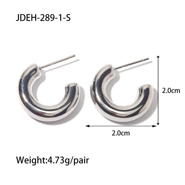Silver color chunky stainless steel bold earrings hoop earrings