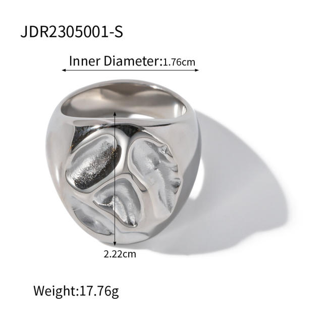 18K chunky lava design stainless steel rings