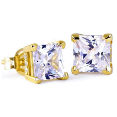Hiphop square cut colorful cubic zircon studs earrings for men