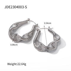 Silver color chunky stainless steel bold earrings hoop earrings