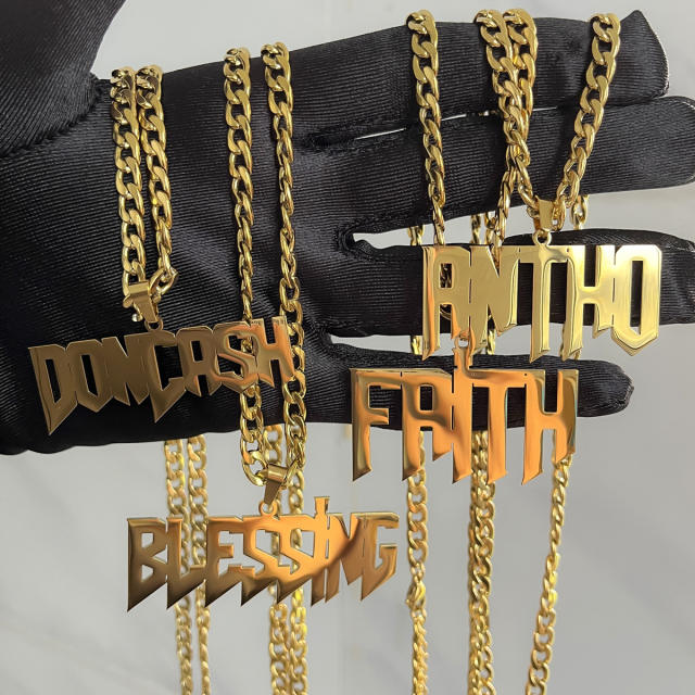Hiphop chunky 6mm cuban chain necklace with custom name pendant