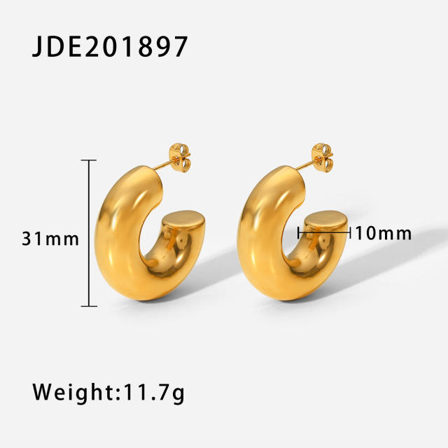 18K gold plated  stainless steel bolder earrings hoop earrings