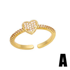 Vintage rainbow CZ statement bow gold plated copper rings