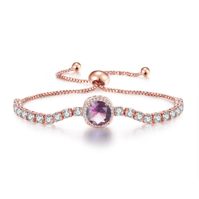 Luxury pave setting color cubic zircon tennis chain bracelet
