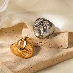 18K chunky lava design stainless steel rings