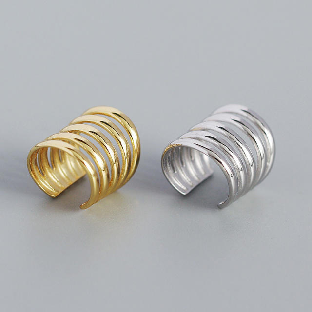 925 sterling silver layer line design ear cuff earrings
