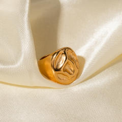 18K chunky lava design stainless steel rings