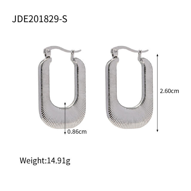 Silver color chunky stainless steel bold earrings hoop earrings