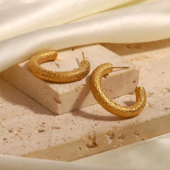 18K gold plated stainless steel bold hoop earrings