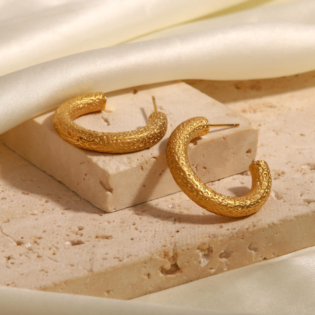 18K gold plated stainless steel bold hoop earrings