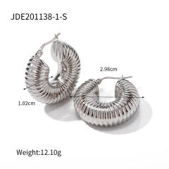 Silver color chunky stainless steel bold earrings hoop earrings