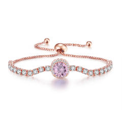 Luxury pave setting color cubic zircon tennis chain bracelet