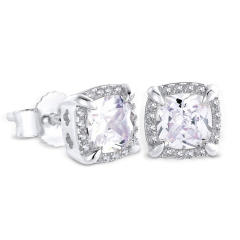 Hiphop diamond square cut cubic zircon studs earrings for men