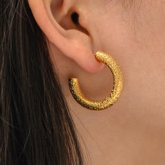 18K gold plated stainless steel bold hoop earrings