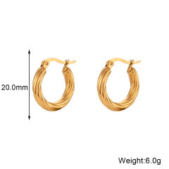 18K easy match big twist hoop stainless steel earrings