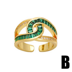 Vintage rainbow CZ statement bow gold plated copper rings
