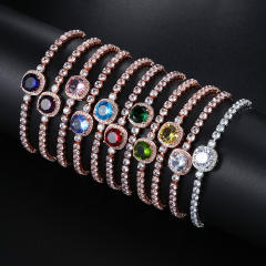 Luxury pave setting color cubic zircon tennis chain bracelet