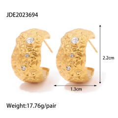 18K fold design chunky bold hoop earrings stainless steel earrings