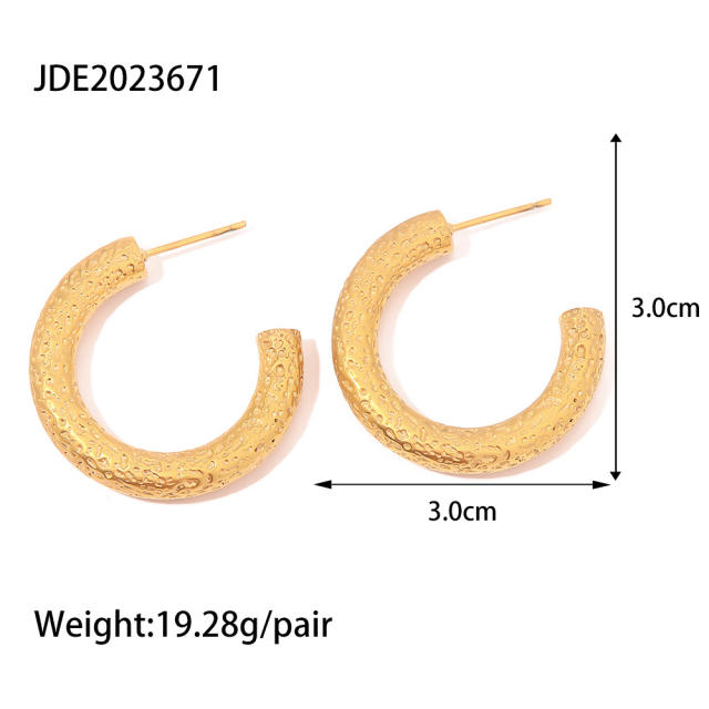 18K gold plated stainless steel bold hoop earrings