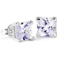 Hiphop square cut colorful cubic zircon studs earrings for men