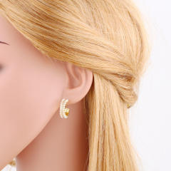Elegant pearl bead gold plated copper women earrings huggie earrings