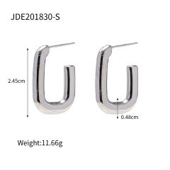 Silver color chunky stainless steel bold earrings hoop earrings