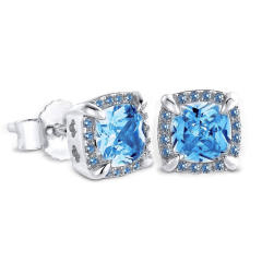 Hiphop diamond square cut cubic zircon studs earrings for men