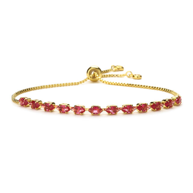 Delicate color cubic zircon copper tennis bracelet slide bracelet