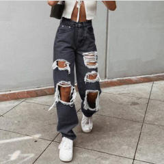 Hot sale ripped denim bootcut pants
