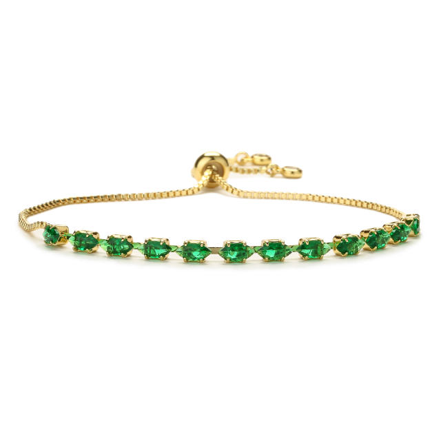 Delicate color cubic zircon copper tennis bracelet slide bracelet