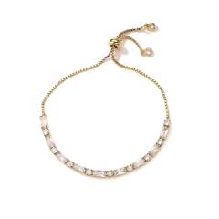 18K gold plated delicate diamond tennis bracelet necklace set