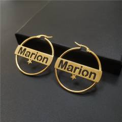 INS stainless steel custom name hoop earrings