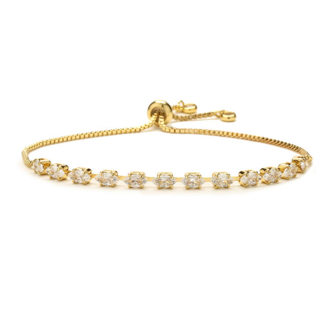 Delicate color cubic zircon copper tennis bracelet slide bracelet
