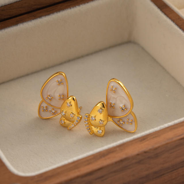 French trend gold plated butterfly studs earrings