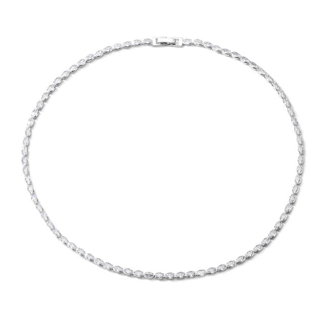 18K gold plated delicate diamond tennis bracelet necklace set