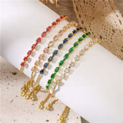 Delicate color cubic zircon copper tennis bracelet slide bracelet