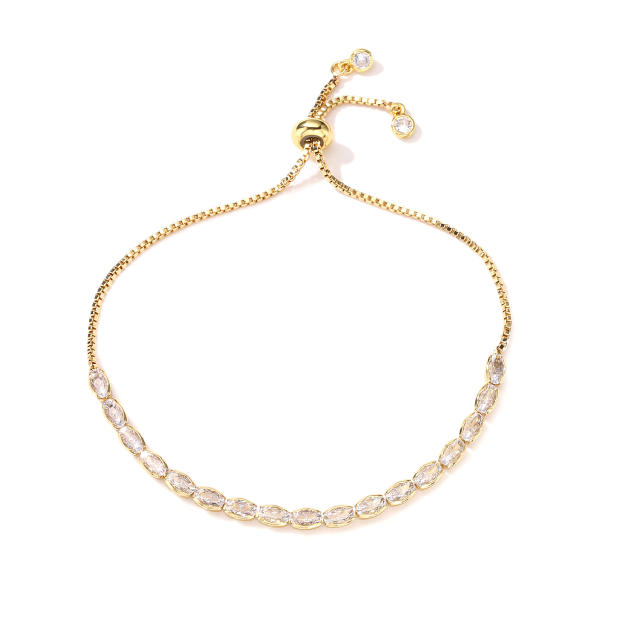 18K gold plated delicate diamond tennis bracelet necklace set