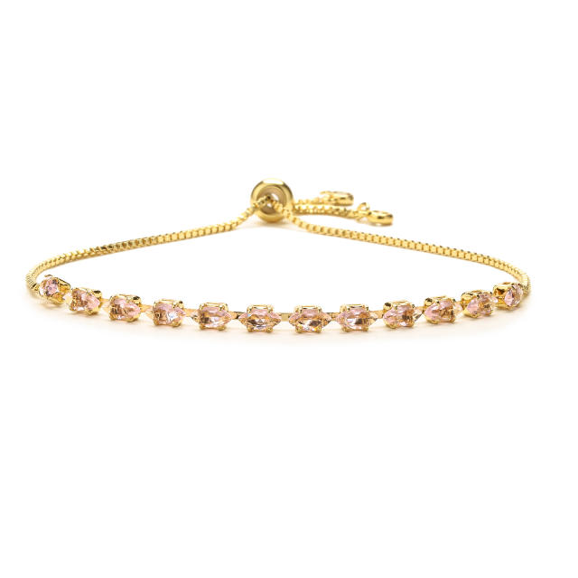 Delicate color cubic zircon copper tennis bracelet slide bracelet