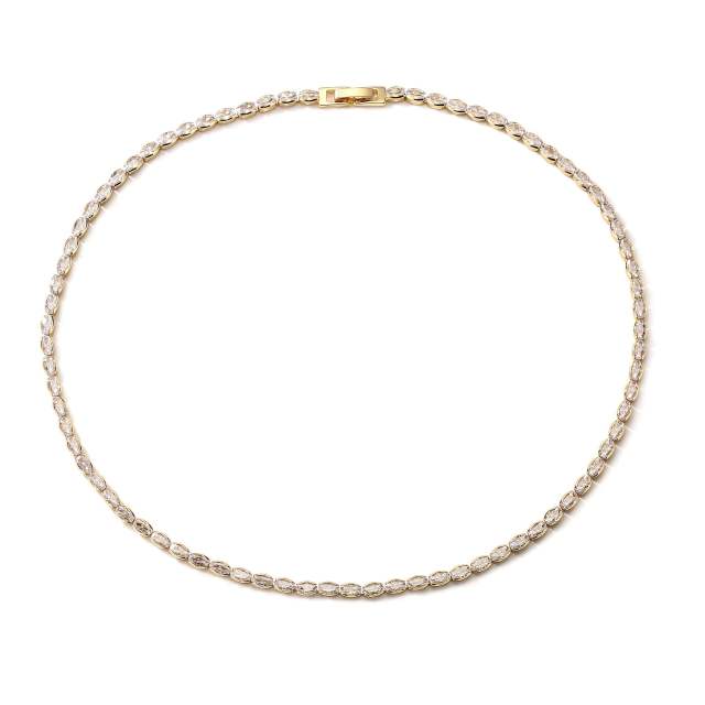 18K gold plated delicate diamond tennis bracelet necklace set
