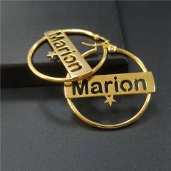 INS stainless steel custom name hoop earrings
