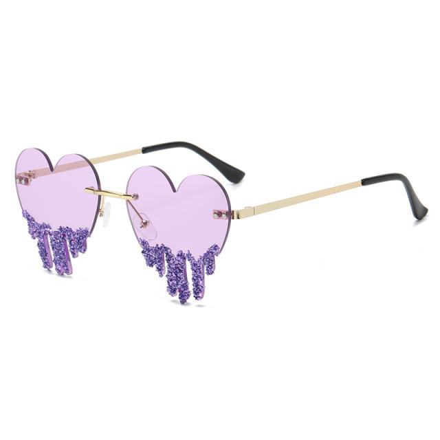 Personality funny crying heart colorful sunglasses